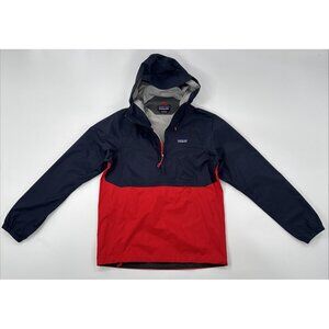 Patagonia Torrentshell Rain jacket H2No Anorak Pullover Hooded Mens XS Blue Red